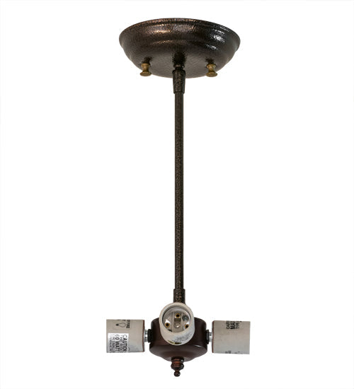 Meyda Lighting Fleur-de-lis 28" 4-Light Copper Vein Semi-flush Mount Light With Multi-Colored Shade Glass