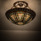 Meyda Lighting Fleur-de-lis 28" 4-Light Copper Vein Semi-flush Mount Light With Multi-Colored Shade Glass