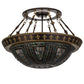 Meyda Lighting Fleur-de-lis 28" 4-Light Copper Vein Semi-flush Mount Light With Multi-Colored Shade Glass