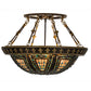 Meyda Lighting Fleur-de-lis 28" 4-Light Copper Vein Semi-flush Mount Light With Multi-Colored Shade Glass