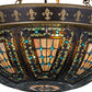 Meyda Lighting Fleur-de-lis 28" 4-Light Copper Vein Semi-flush Mount Light With Multi-Colored Shade Glass