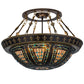 Meyda Lighting Fleur-de-lis 28" 4-Light Copper Vein Semi-flush Mount Light With Multi-Colored Shade Glass