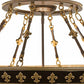 Meyda Lighting Fleur-de-lis 28" 4-Light Semi-flush Mount Ceiling Light With Multi-Colored Shade Glass