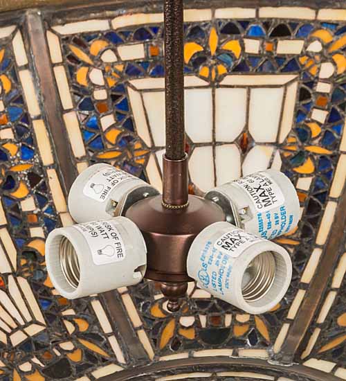 Meyda Lighting Fleur-de-lis 28" 4-Light Semi-flush Mount Ceiling Light With Multi-Colored Shade Glass