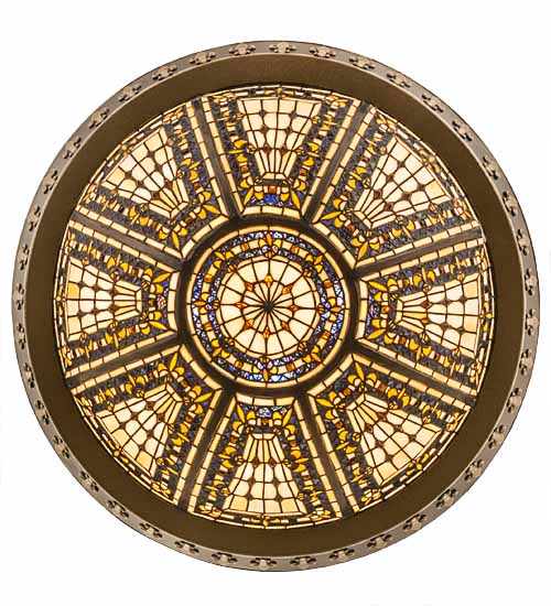 Meyda Lighting Fleur-de-lis 28" 4-Light Semi-flush Mount Ceiling Light With Multi-Colored Shade Glass