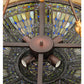 Meyda Lighting Fleur-de-lis 28" 6-Light Copper Vein & Gold Inverted Pendant Light With Multi-Colored Shade Glass