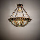 Meyda Lighting Fleur-de-lis 28" 6-Light Copper Vein & Gold Inverted Pendant Light With Multi-Colored Shade Glass