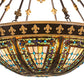 Meyda Lighting Fleur-de-lis 28" 6-Light Copper Vein & Gold Inverted Pendant Light With Multi-Colored Shade Glass