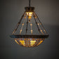 Meyda Lighting Fleur-de-lis 28" 6-Light Copper Vein & Gold Inverted Pendant Light With Multi-Colored Stained Shade Glass