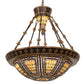 Meyda Lighting Fleur-de-lis 28" 6-Light Copper Vein & Gold Inverted Pendant Light With Multi-Colored Stained Shade Glass
