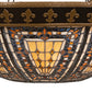 Meyda Lighting Fleur-de-lis 28" 6-Light Copper Vein & Gold Inverted Pendant Light With Multi-Colored Stained Shade Glass