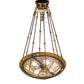 Meyda Lighting Fleur-de-lis 28" 6-Light Copper Vein & Gold Semi-flush Mount Light With Multi-Colored Shade Glass