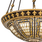 Meyda Lighting Fleur-de-lis 28" 6-Light Copper Vein & Gold Semi-flush Mount Light With Multi-Colored Shade Glass