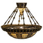 Meyda Lighting Fleur-de-lis 29" 6-Light Copper Vein & Gold Semi-flush Mount Ceiling Light With Multi-Colored Shade Glass