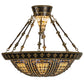Meyda Lighting Fleur-de-lis 29" 6-Light Copper Vein & Gold Semi-flush Mount Ceiling Light With Multi-Colored Shade Glass