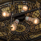Meyda Lighting Fleur-de-lis 29" 6-Light Copper Vein & Gold Semi-flush Mount Ceiling Light With Multi-Colored Shade Glass