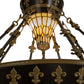 Meyda Lighting Fleur-de-lis 29" 6-Light Copper Vein & Gold Semi-flush Mount Ceiling Light With Multi-Colored Shade Glass
