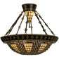 Meyda Lighting Fleur-de-lis 29" 6-Light Copper Vein & Gold Semi-flush Mount Ceiling Light With Multi-Colored Shade Glass