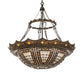 Meyda Lighting Fleur-de-lis 30" 4-Light Timeless Bronze & Antique Copper Pendant Light With Beige & Honey Amber Stained Shade Glass