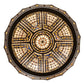 Meyda Lighting Fleur-de-lis 30" 4-Light Timeless Bronze & Antique Copper Pendant Light With Beige & Honey Amber Stained Shade Glass
