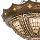 Meyda Lighting Fleur-de-lis 30" 4-Light Timeless Bronze & Antique Copper Pendant Light With Beige & Honey Amber Stained Shade Glass