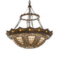 Meyda Lighting Fleur-de-lis 30" 4-Light Timeless Bronze & Antique Copper Pendant Light With Beige & Honey Amber Stained Shade Glass