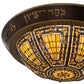 Meyda Lighting Fleur-de-lis 30" 6-Light Mahogany Bronze & Gold 3rd Seal of Solomon Flush Mount Light With Multi-Colored Shade Glass