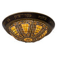 Meyda Lighting Fleur-de-lis 30" 6-Light Mahogany Bronze & Gold 3rd Seal of Solomon Flush Mount Light With Multi-Colored Shade Glass