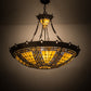 Meyda Lighting Fleur-de-lis 36" Timeless Bronze Ceiling Inverted Pendant Light With Multi-Colored Stained Shade Glass
