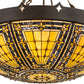 Meyda Lighting Fleur-de-lis 36" Timeless Bronze Ceiling Inverted Pendant Light With Multi-Colored Stained Shade Glass