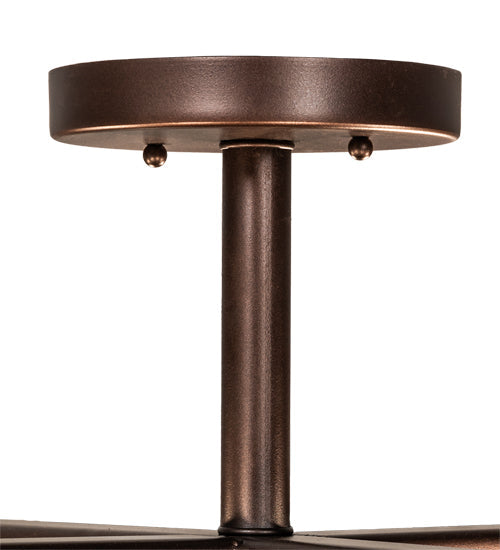 Meyda Lighting Fleur-de-lis 40" 6-Light Mahogany Bronze Semi-flush Mount Light With Multi-Colored Shade Glass