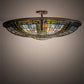 Meyda Lighting Fleur-de-lis 40" 6-Light Mahogany Bronze Semi-flush Mount Light With Multi-Colored Shade Glass
