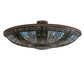 Meyda Lighting Fleur-de-lis 40" 6-Light Mahogany Bronze Semi-flush Mount Light With Multi-Colored Shade Glass