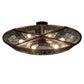 Meyda Lighting Fleur-de-lis 40" 6-Light Mahogany Bronze Semi-flush Mount Light With Multi-Colored Shade Glass