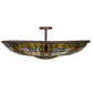 Meyda Lighting Fleur-de-lis 40" 6-Light Mahogany Bronze Semi-flush Mount Light With Multi-Colored Shade Glass