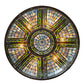 Meyda Lighting Fleur-de-lis 40" 6-Light Mahogany Bronze Semi-flush Mount Light With Multi-Colored Shade Glass