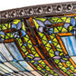 Meyda Lighting Fleur-de-lis 40" 6-Light Mahogany Bronze Semi-flush Mount Light With Multi-Colored Shade Glass
