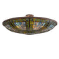 Meyda Lighting Fleur-de-lis 40" 6-Light Mahogany Bronze Semi-flush Mount Light With Multi-Colored Shade Glass