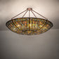 Meyda Lighting Fleur-de-lis 40" 8-Light Mahogany Bronze Semi-flush Mount Light With Multi-Colored Stained Shade Glass