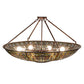 Meyda Lighting Fleur-de-lis 40" 8-Light Mahogany Bronze Semi-flush Mount Light With Multi-Colored Stained Shade Glass