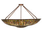 Meyda Lighting Fleur-de-lis 40" 8-Light Mahogany Bronze Semi-flush Mount Light With Multi-Colored Stained Shade Glass