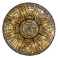 Meyda Lighting Fleur-de-lis 40" 8-Light Mahogany Bronze Semi-flush Mount Light With Multi-Colored Stained Shade Glass