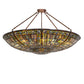 Meyda Lighting Fleur-de-lis 40" 8-Light Mahogany Bronze Semi-flush Mount Light With Multi-Colored Stained Shade Glass