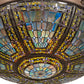 Meyda Lighting Fleur-de-lis 40" 8-Light Oil Rubbed Bronze Flush Mount Light With Multi-Colored Shade Glass