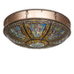 Meyda Lighting Fleur-de-lis 40" 8-Light Oil Rubbed Bronze Flush Mount Light With Multi-Colored Shade Glass