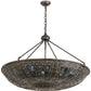 Meyda Lighting Fleur-de-lis 40" 9-Light Mahogany Bronze Inverted Pendant Light With Multi-Colored Shade Glass
