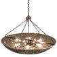 Meyda Lighting Fleur-de-lis 40" 9-Light Mahogany Bronze Inverted Pendant Light With Multi-Colored Shade Glass