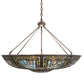 Meyda Lighting Fleur-de-lis 40" 9-Light Mahogany Bronze Inverted Pendant Light With Multi-Colored Shade Glass