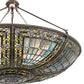 Meyda Lighting Fleur-de-lis 40" 9-Light Mahogany Bronze Inverted Pendant Light With Multi-Colored Shade Glass