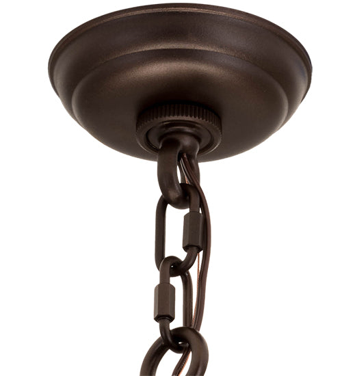 Meyda Lighting Fleur-de-lis 41" 8-Light Mahogany Bronze Pendant Light With Multi-Colored Shade Glass
